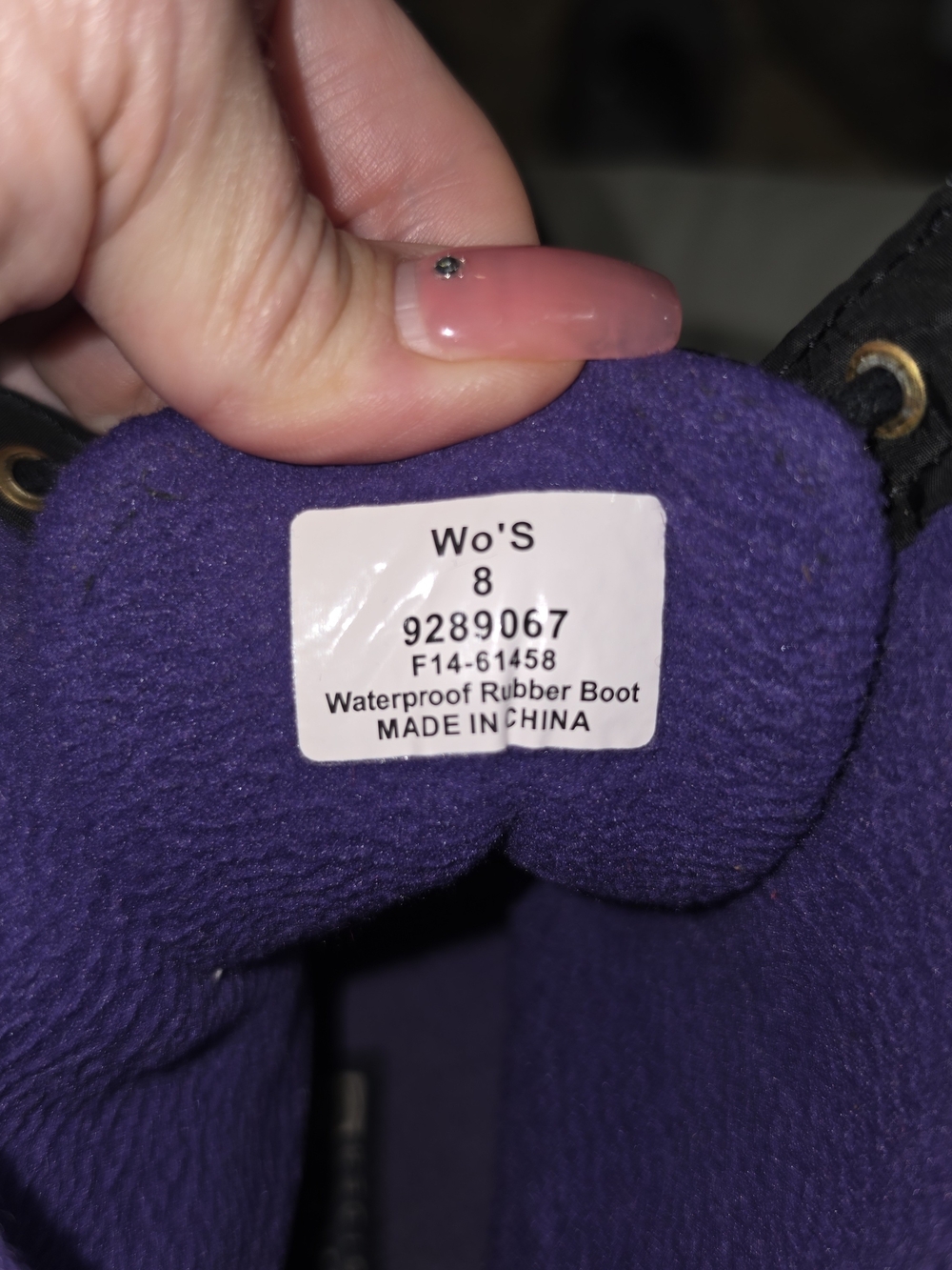 Sperry Black Quilted Lace-Up Winter Duck Boots with Purple Lining - Picture 2 of 10